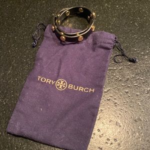 Tory Burch Leather Bracelet w Gold Logo Wraps Around Wrist Twice Worn Once